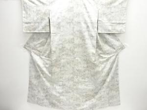 家屋に樹木模様織り出し手織り紬着物